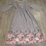 Hanae Mori Vintage Chiffon Gown Dress Floral seventies Made in USA Size 16 Japan Pink Photo 0