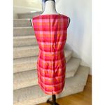Vintage Pure & Simple Silk Hot Pink Orange Gingham Plaid Sheath Dress Size 6 Photo 2