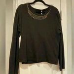 White Stag  Black Cotton Long Sleeve Crew Neck Pullover Bedazzled Orange Size XL Photo 0