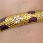 Joan Rivers Retired Wine Red Enamel Pave Rhinestone Goldplated Hinged Bracelet
‘ Photo 6