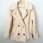 Free People | Teddy Double Breasted Pea Coat Sherpa Ivory Oversized | Medium Photo 3