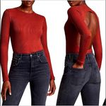 ALLSAINTS  Molly Long Sleeve Cut Out Back Bodysuit, Wild Berry Red Photo 1