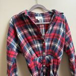 Mable Colette Shirt Button Down Flannel Midi Dress red & blue Size S Photo 2
