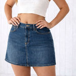 Faded Glory  Denim Skort Mini Skirt w Built-In Stretch Shorts Lined Size 12 Photo 0