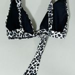 White Black Leopard Cheetah Print Bikini Swim Top Bathing Suit Swimwear Size S 🤍 Photo 1