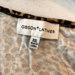 Gibson Latimer Womens Leopard Print Top Low Back Puff Sleeve XXL Photo 2