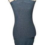 Sincerely Jules Blue Green Metallic Ribbed Knit Halter Mini Dress S Y2K Bodycon Photo 0