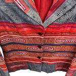 Coldwater Creek  Southwestern Embroidered Blazer Red Size 12 Textured Tribal Photo 5