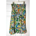 J.Crew Multicolor World Traveler Print Midi Skirt Size Large Stretch Waist Photo 5