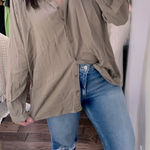 Skies Are Blue  brown floral long sleeve button down shirt size 1X Photo 0