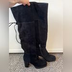 Free People  Black Suede NWOT Echo Platform Over‎ The Knee Boot Size 9.5 Photo 1