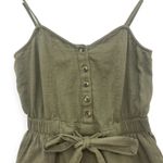 Aerie Olive Cotton Smocked Romper XS Pockets Spaghetti Straps Boho Hippie Photo 3