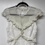 Three Floor  Womens White Lace in Line Mini Dress Frilly Ruffles Size 6 Small Photo 3