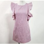 J. McLaughlin J.‎ McLaughlin Pink Striped Ruffle Cold Shoulder Crew Neck Dress Size XL Photo 5
