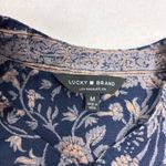 Lucky Brand Top Blue Pink Floral Pin-tucked Front Boho 3/4 sleeve shirt size M Photo 10