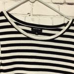 Chic Black & White Striped Lace Sleeve Top Large Black Photo 6