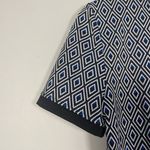 Long Tall Sally Tunic Dress Short Sleeve Blue Black Diamond Jacquard Size 6 Photo 4