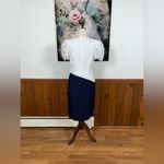 Leslie Fay Elegant New Vintage 1980s Leslie Faye White and Navy Mother of the Bride Dress! Photo 5