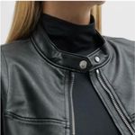 Spanx II Moto Biker Jacket Leather Like Black Silver Zippers NEW MSRP $298 Photo 3