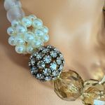 ZARA  Gold and Cream Statement Necklace with Crystal Accents Photo 3