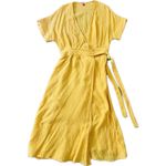 Marine layer Valencia Wrap Dress Golden Yellow Women's Large Adjustable Gauze Photo 5