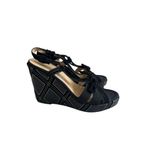 Salvatore Ferragamo Black Leather Stitched Wedges Sandals SIze 7 Photo 2