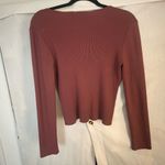 Lulus  Marsala Ribbed Long Sleeve Henley Top Size XL Photo 5
