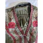 Andree by Unit Women's S Small Green Floral Embroidered Boho Tunic Top Photo 5