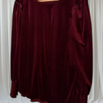 RJ 220 Y2K Long Sleeve Velvet Ruby Blouse Top Shirt Sz Large Babydoll Style Red Photo 0