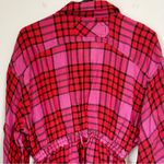 Free People NWT  Pacific Dawn Red and Pink Plaid Button-Down Shirt Size: XS Photo 7