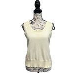None Womens Pale Yellow Scoop Neck Wool Sweater Vest L Preppy Academia Golf Tennis Photo 1
