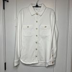 Travis Mathew Cloud Fleece Shacket Women's Size Small White Cotton Blend Relaxed Photo 3