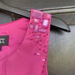 Adrianna Papell Raspberry Taffeta Sheath Midi Dress sz 6 Pleated Formal Cocktail Photo 1