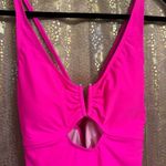 Bright Hot Neon Pink V Neck Cutout One Piece Swimsuit Medium NWOT Photo 1
