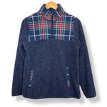 Vera Bradley Pullover Teddy Fleece Jacket Plaid Quilted Women Quarter Zip Small Photo 0