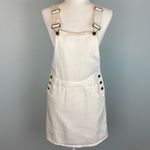 Sadie & Sage White Denim Overalls Skirt Mini Pockets Button Sides Cotton Sz Med Photo 2