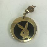 Playboy Vintage 80's  Bunny earrings gold tone black 3/4" circle Photo 1
