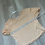 Kookai Crop Top lettuce trim ribbed womens Peach (small) minimalist casual chic Photo 2