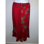 Chico's  Red Midi Mermaid Tiered Silk Skirt sz 1 Photo 2