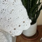 Vintage Hand Knit White Crochet Short Sleeve Sweater Ramie‎ Cotton Summer Top sm Photo 6