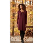 Royal Robbins Sweater Dress Cable Knit Maroon Wool Cashmere Tie Neck Small Photo 1