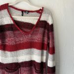Ultra Flirt  Sweater Y2k‎ XL Striped Knit V Neck Pockets Pullover Casual Fall Photo 1