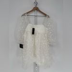Lulus Effervescent Charm White Organza Floral Babydoll Mini Dress Size M Size M Photo 10