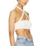 We Wore What New We Wore What Tie Halter Bra Top Ribbed Knit Crop Top Ivory Size Small (NWT) Photo 1