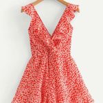 SheIn Red Floral Romper  Photo 0