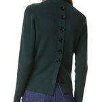 Victoria Beckham  Green Wool Button Back Turtleneck Sweater Photo 2