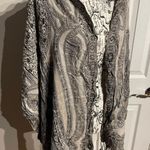 Coastal Cottage Western Shawl cape scarf rebozo folklore artisan wrap vintage blanket reversible Hand woven Paisley Ikat Ethnic tapestry shrug Gray Photo 3