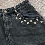 rollas dark wash studded dusters high rise slim jean shorts Black Size 26 Photo 2