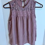 Xhilaration Pink Sleeveless Smocked Blouse with Mandarin Collar Photo 0