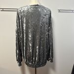 Wishlist Silver Shimmer Crushed Stretch Velvet Top Long Tunic Length Size S/M Photo 4